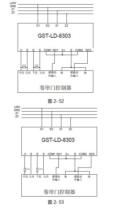gst-ld-8303模块与防火卷帘门电气控制箱(标准型)接线示意图
