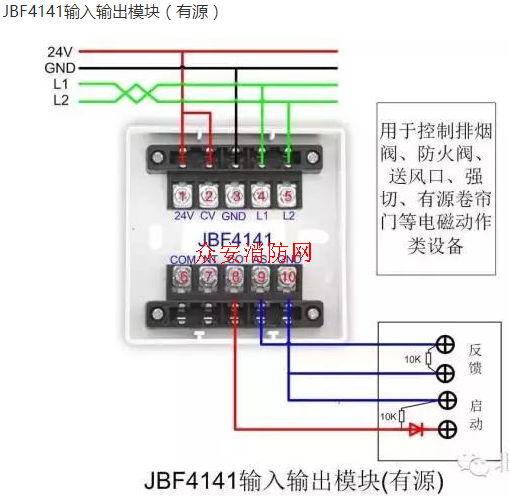 北大青鸟输入输出模块青鸟控制模块jbf4141安装接线图