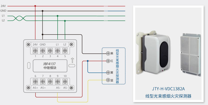 北大青鸟jbf-4137中继模块(红外对射接入模块)端子接线图